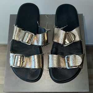 Topshop metallic slide sandals